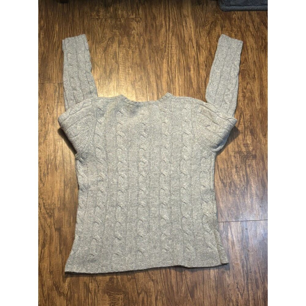 Cabincore Grey V neck womens wool cashmere angora blend‎ sweater sz p med preppy - Picture 7 of 8